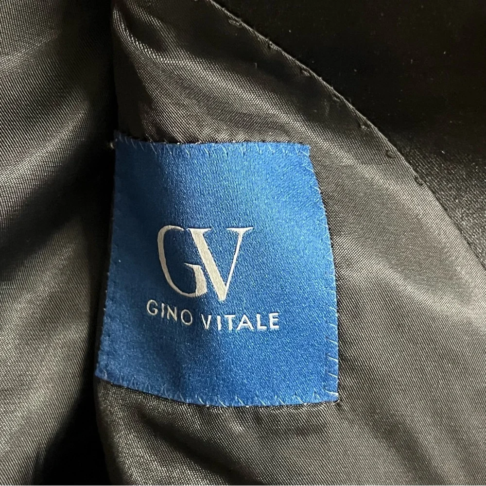 Men's New Gino Vitale Black Slim‎ Fit Tuxedo Blazer Suit Jacket Satin Trim 46R